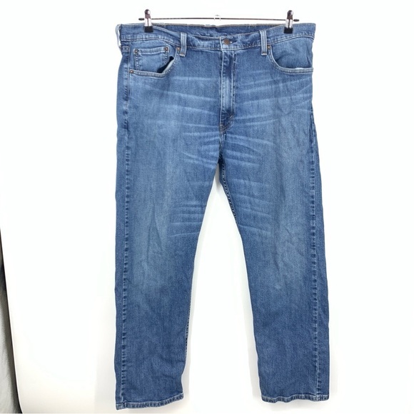 Levis Men 40 x 30 Jeans 505 Regular Fit Straight Leg Light Wash Pants Stretch - Picture 1 of 8